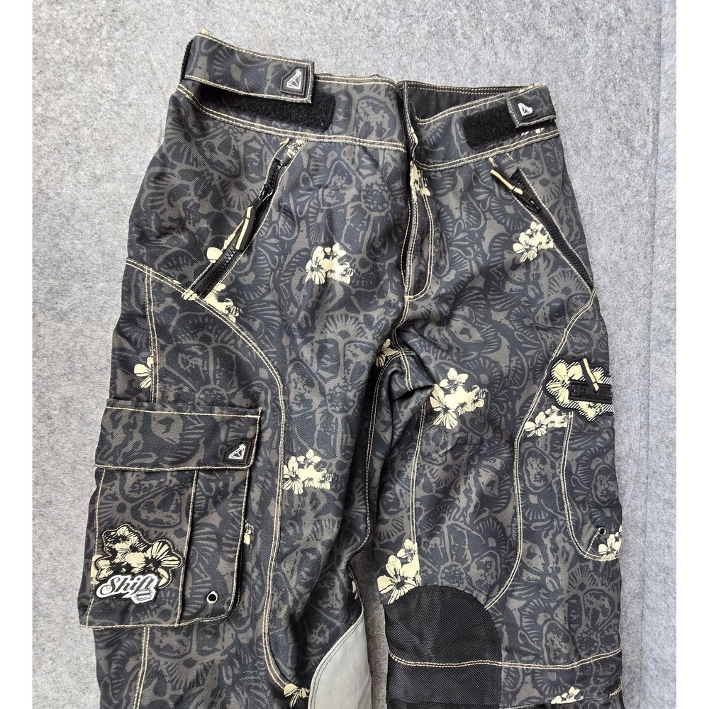 Shift Duchess Pants Women 6 Black Skull Floral Motorcross Riding Cargo w/Leather